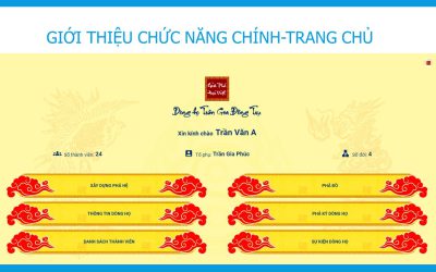 GIỚI THIỆU VỀ GIAO DIỆN MENU CHÍNH-  06 CHỨC NĂNG CHÍNH CỦA GIA PHẢ SỐ ĐẠI VIỆT TRỰC TUYẾN