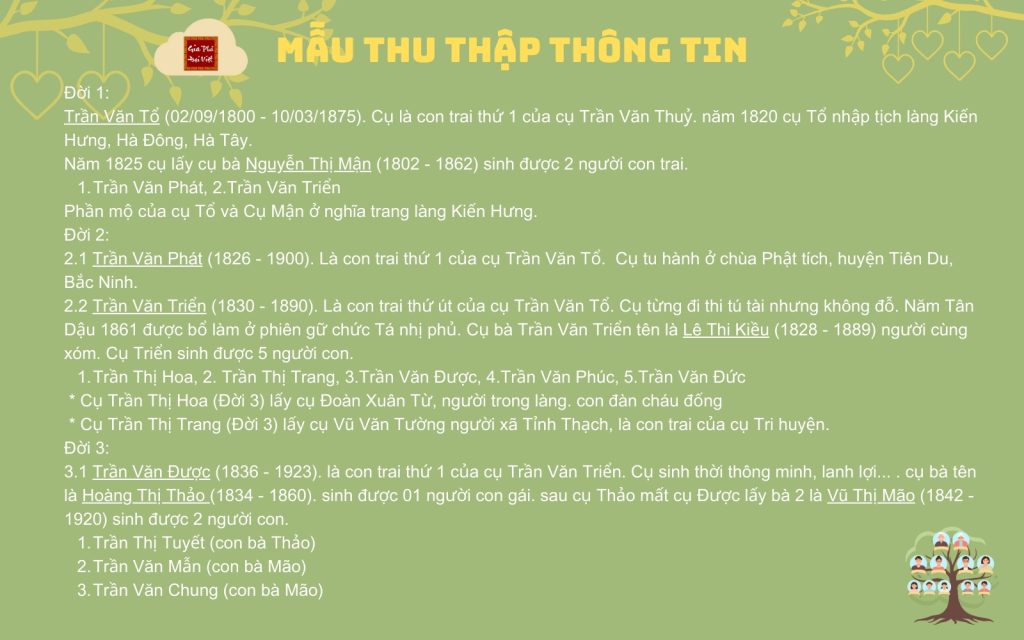 mau thu thap thong tin Gia Phả Số Đại Việt Trực Tuyến Gia Phả của người Việt